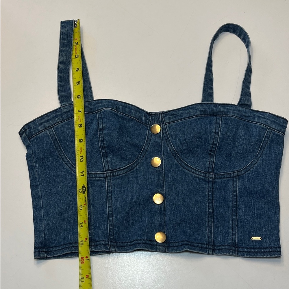 Guess Fitz Denim Crop Bustier Top, size M, tank top​ - Picture 7 of 9